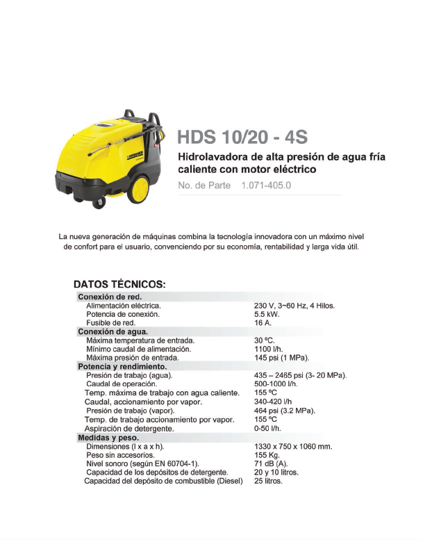 Hidro lavadora alta presión de agua caliente fria con motor eléctrico