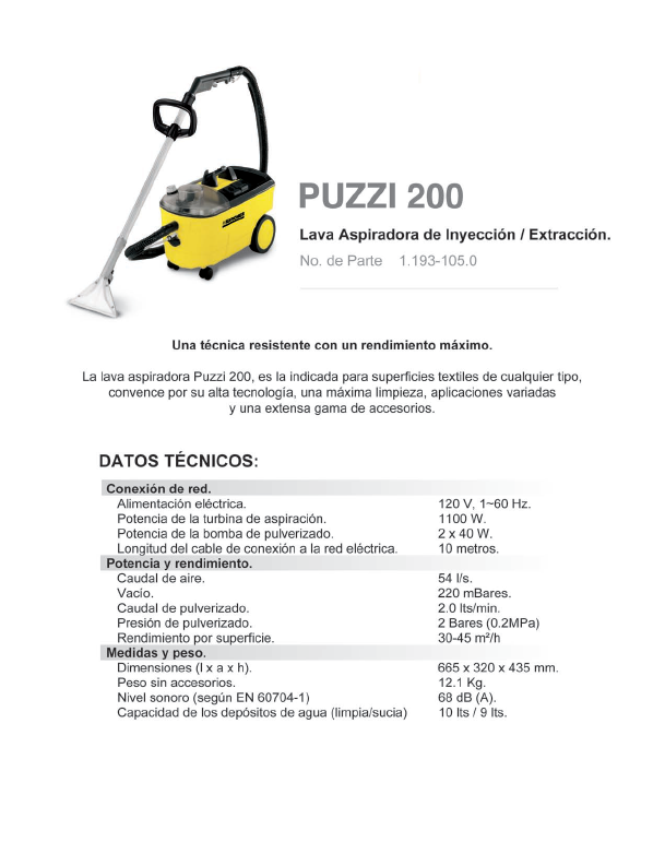  Lava aspiradora de inyección extracción